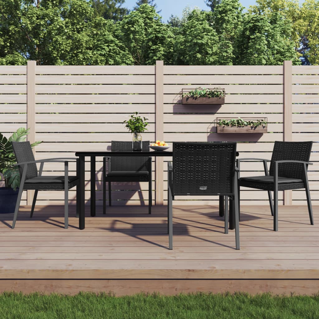 JUNG Vida 5-tlg. Garten-Essgruppe mit Kissen Poly Rattan und Stahl