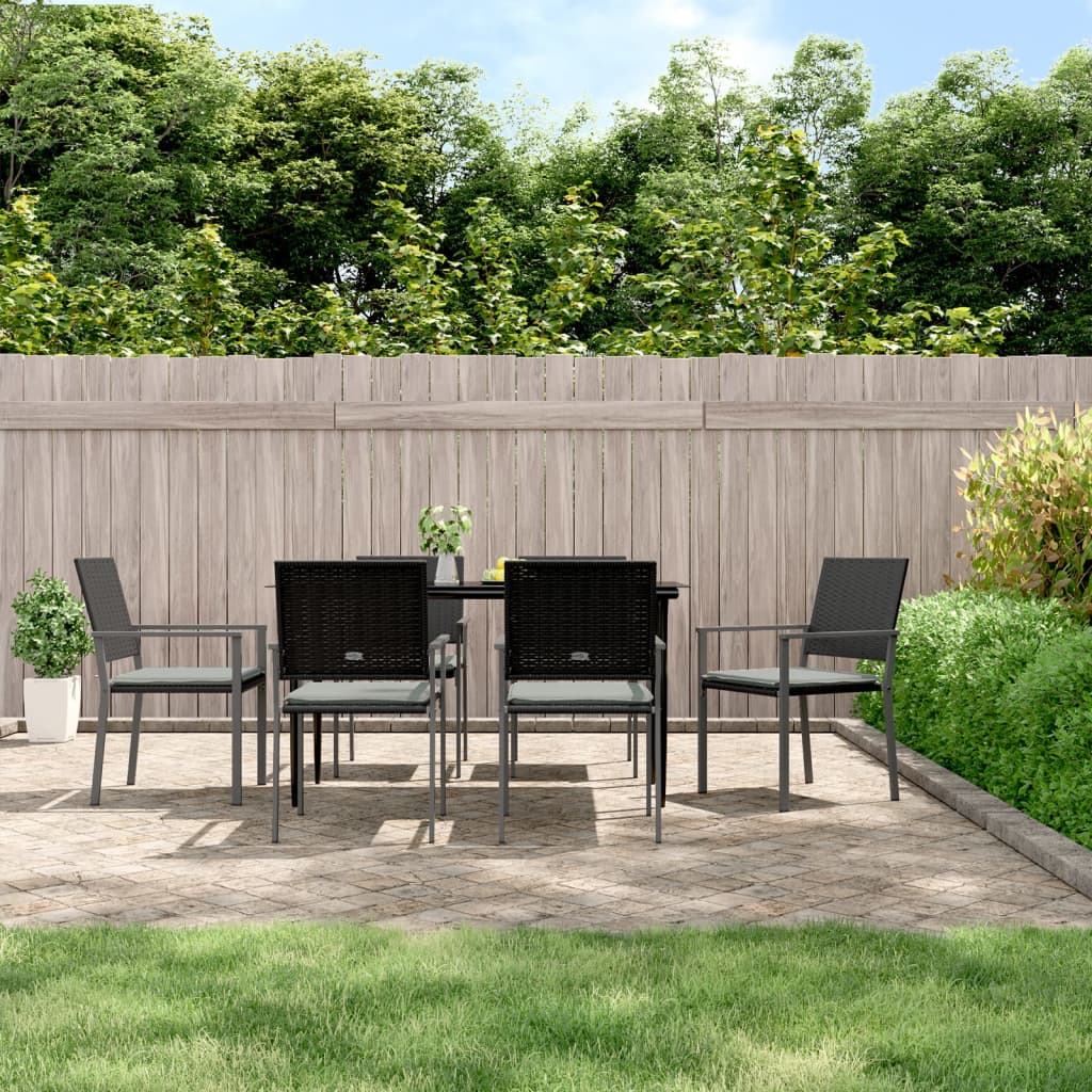 JUNG Vida 7-tlg. Garten-Essgruppe mit Kissen Poly Rattan und Stahl