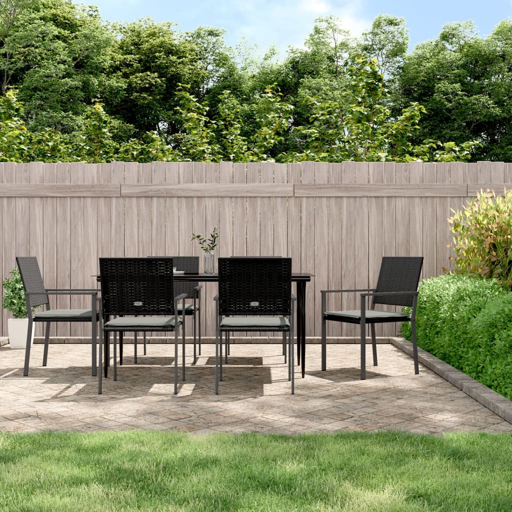 JUNG Vida 7-tlg. Garten-Essgruppe mit Kissen Poly Rattan und Stahl