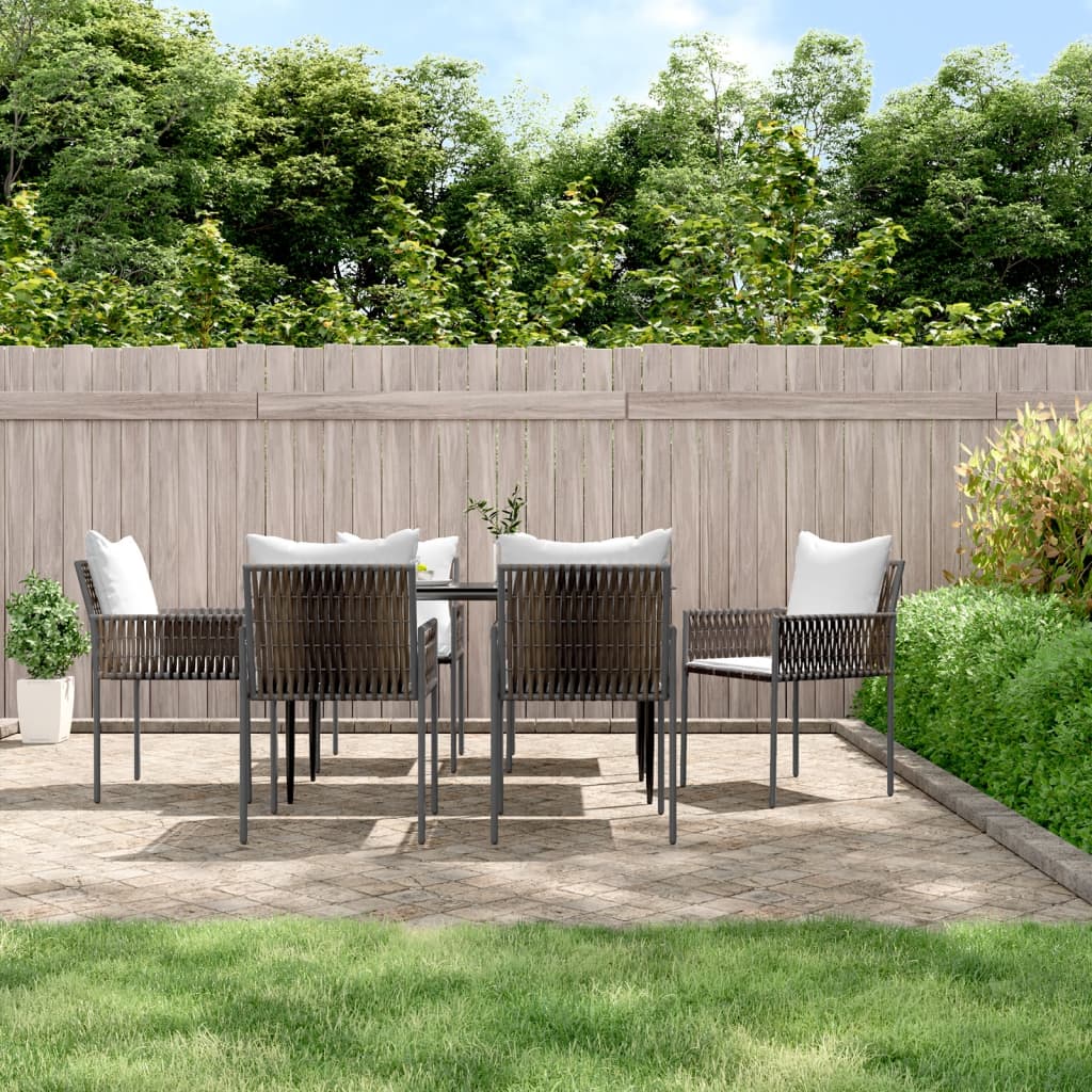 JUNG Vida 7-tlg. Garten-Essgruppe mit Kissen Poly Rattan und Stahl