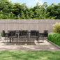 JUNG Vida 9-tlg. Garten-Essgruppe mit Kissen Schwarz Poly Rattan & Stahl