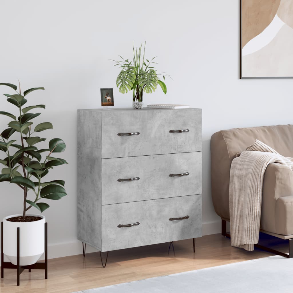 JUNG Vida Sideboard Betongrau 69,5x34x90 cm Holzwerkstoff