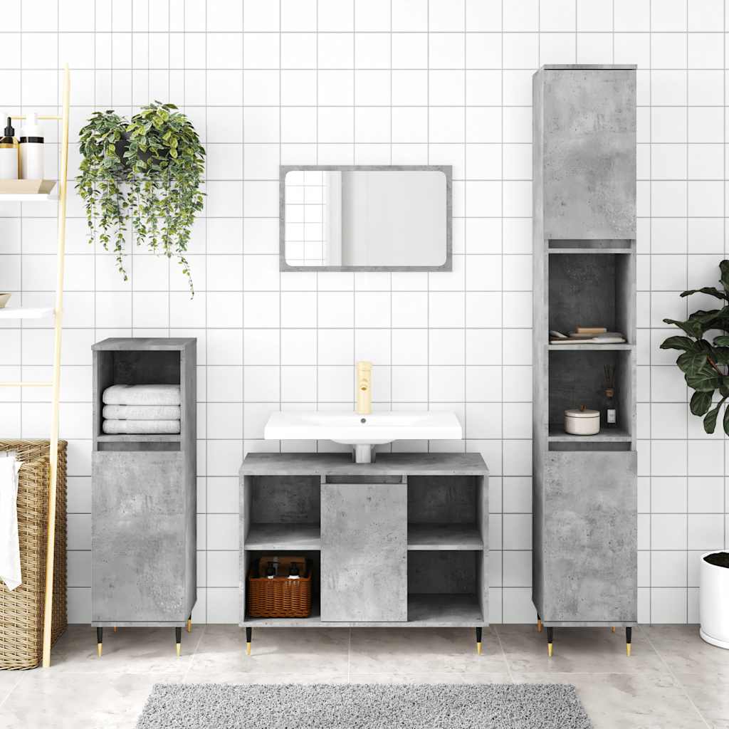 JUNG Vida Badschrank Betongrau 30x30x100 cm Holzwerkstoff