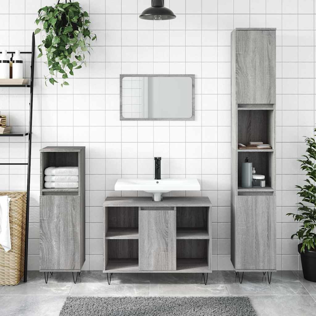 JUNG Vida Badschrank Grau Sonoma 80x33x60 cm Holzwerkstoff