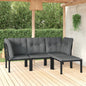 JUNG Vida 4-tlg. Garten-Lounge-Set Schwarz und Grau Poly Rattan