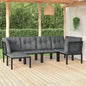 JUNG Vida 6-tlg. Garten-Lounge-Set Schwarz und Grau Poly Rattan