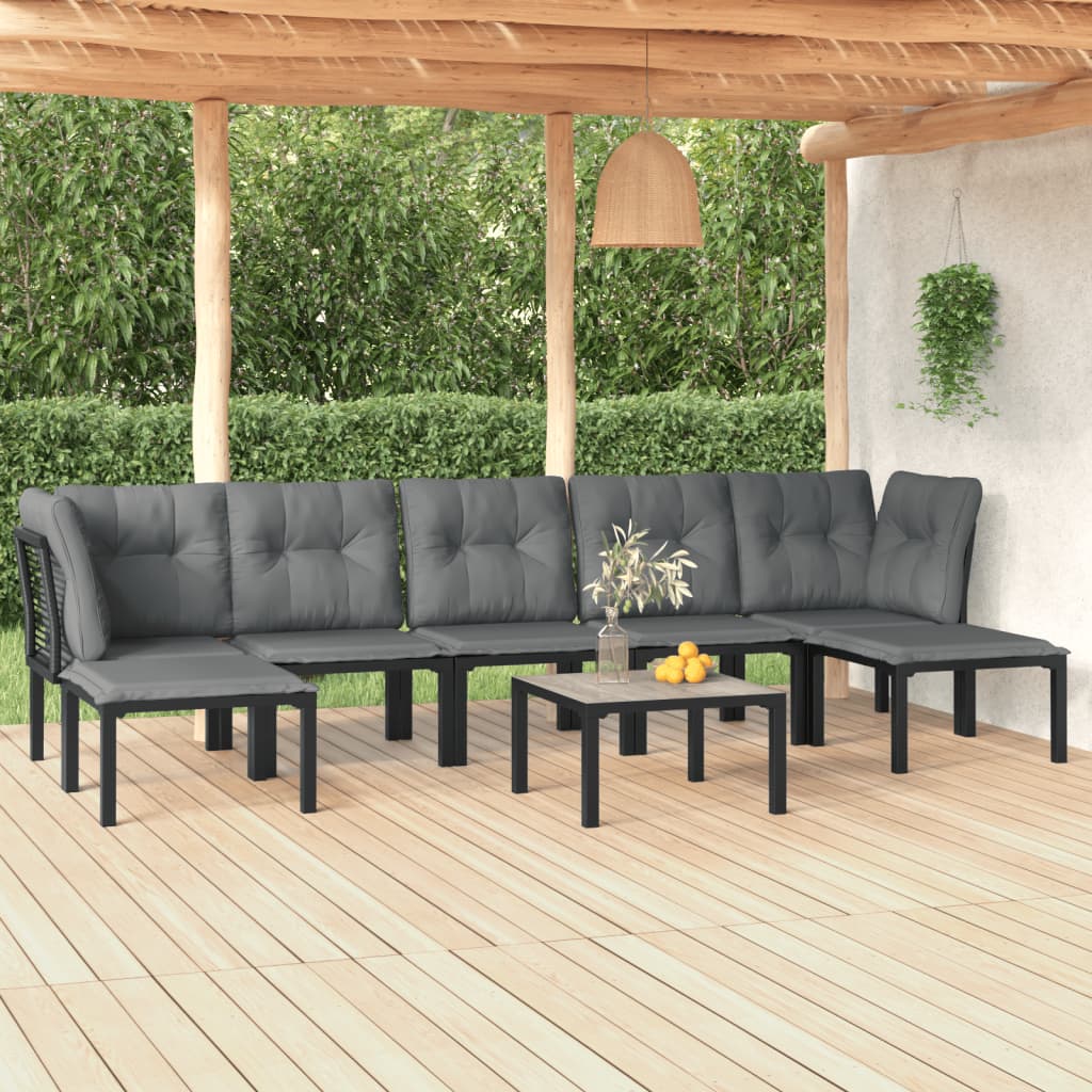JUNG Vida 8-tlg. Garten-Lounge-Set Schwarz und Grau Poly Rattan