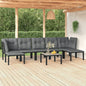 JUNG Vida 8-tlg. Garten-Lounge-Set Schwarz und Grau Poly Rattan