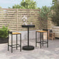 JUNG Vida 3-tlg. Gartenbar-Set Schwarz Poly Rattan & Massivholz Akazie