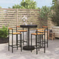 JUNG Vida 5-tlg. Gartenbar-Set Schwarz Poly Rattan & Massivholz Akazie