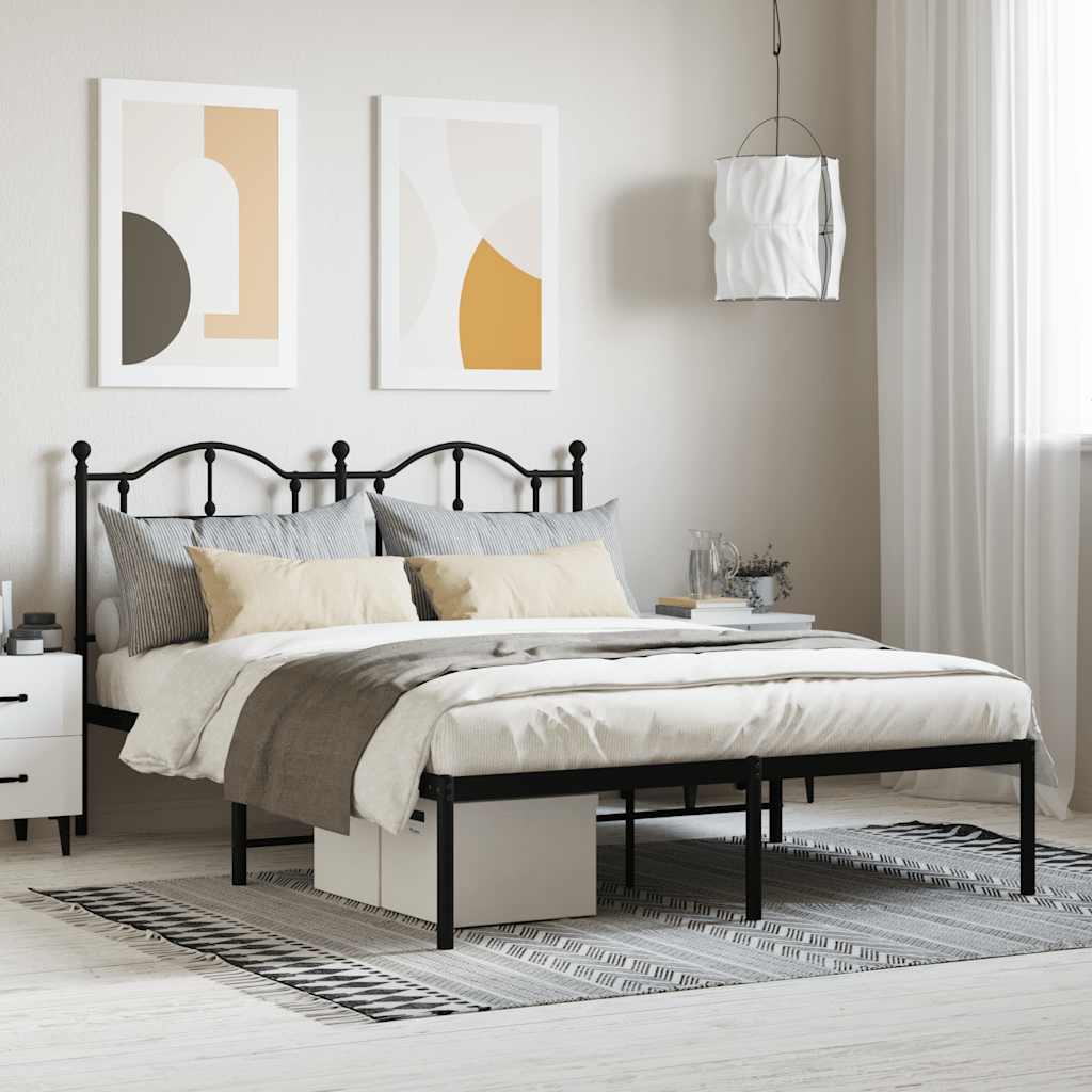 JUNG Vida Bettgestell mit Kopfteil Metall Schwarz 140x190 cm