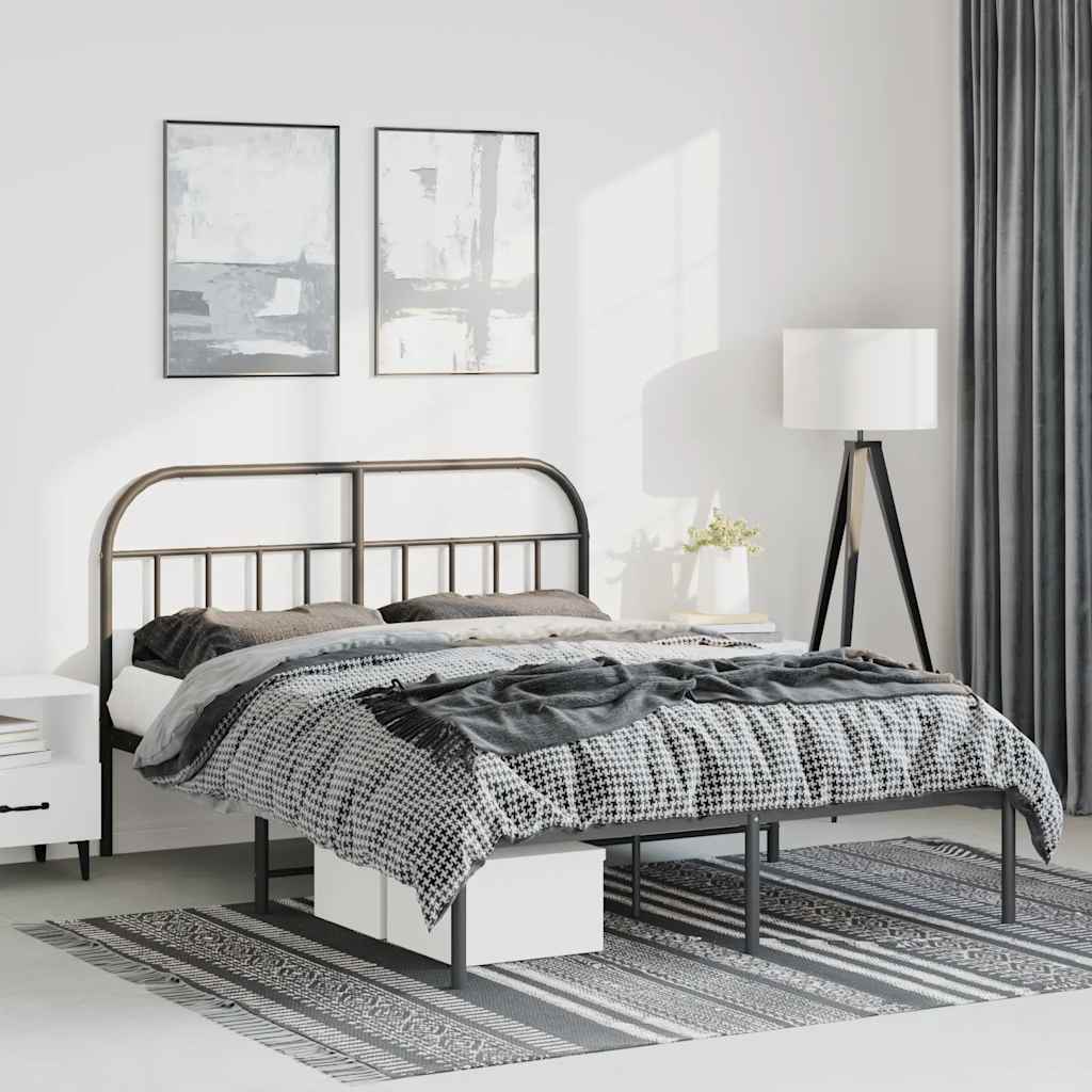 JUNG Vida Bettgestell mit Kopfteil Metall Schwarz 135x190 cm
