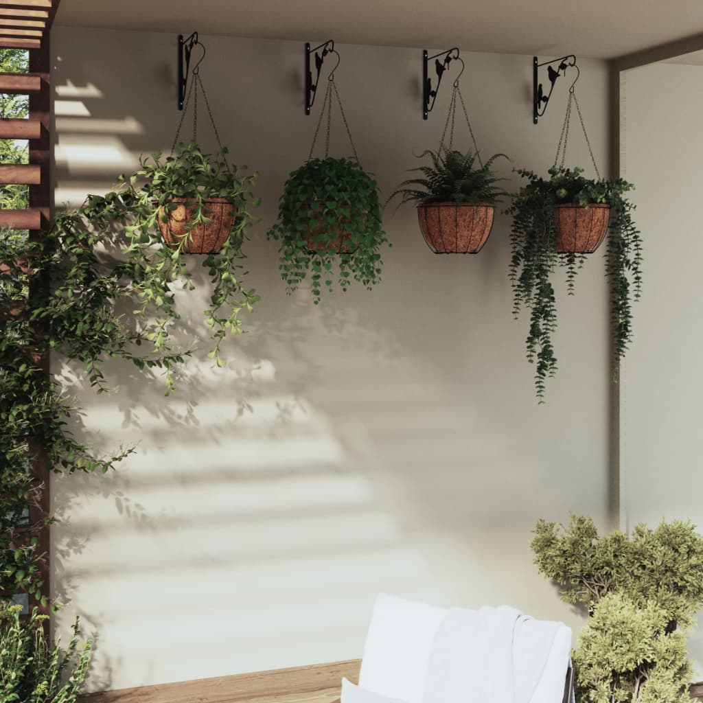 JUNG Vida Blumenampeln mit Halterungen und Einlagen 4 Stk. Schwarz Stahl