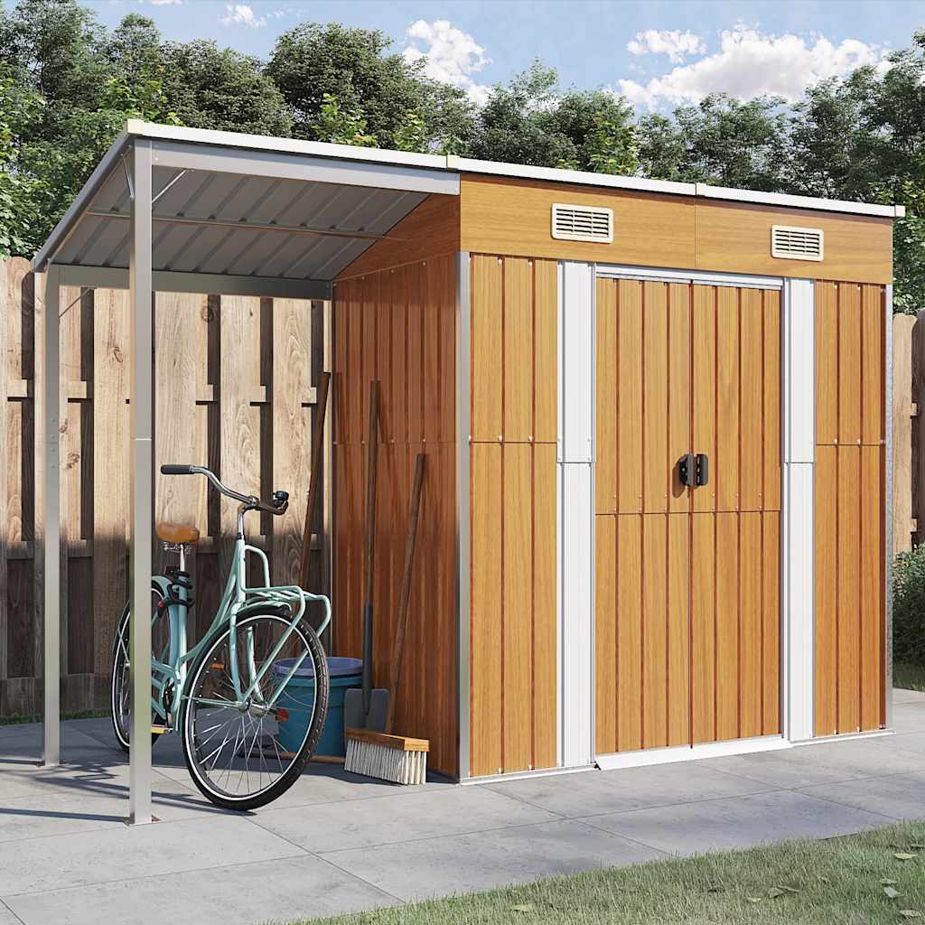JUNG Vida Gartenhaus mit Schleppdach Hellbraun 277x107x181 cm Stahl
