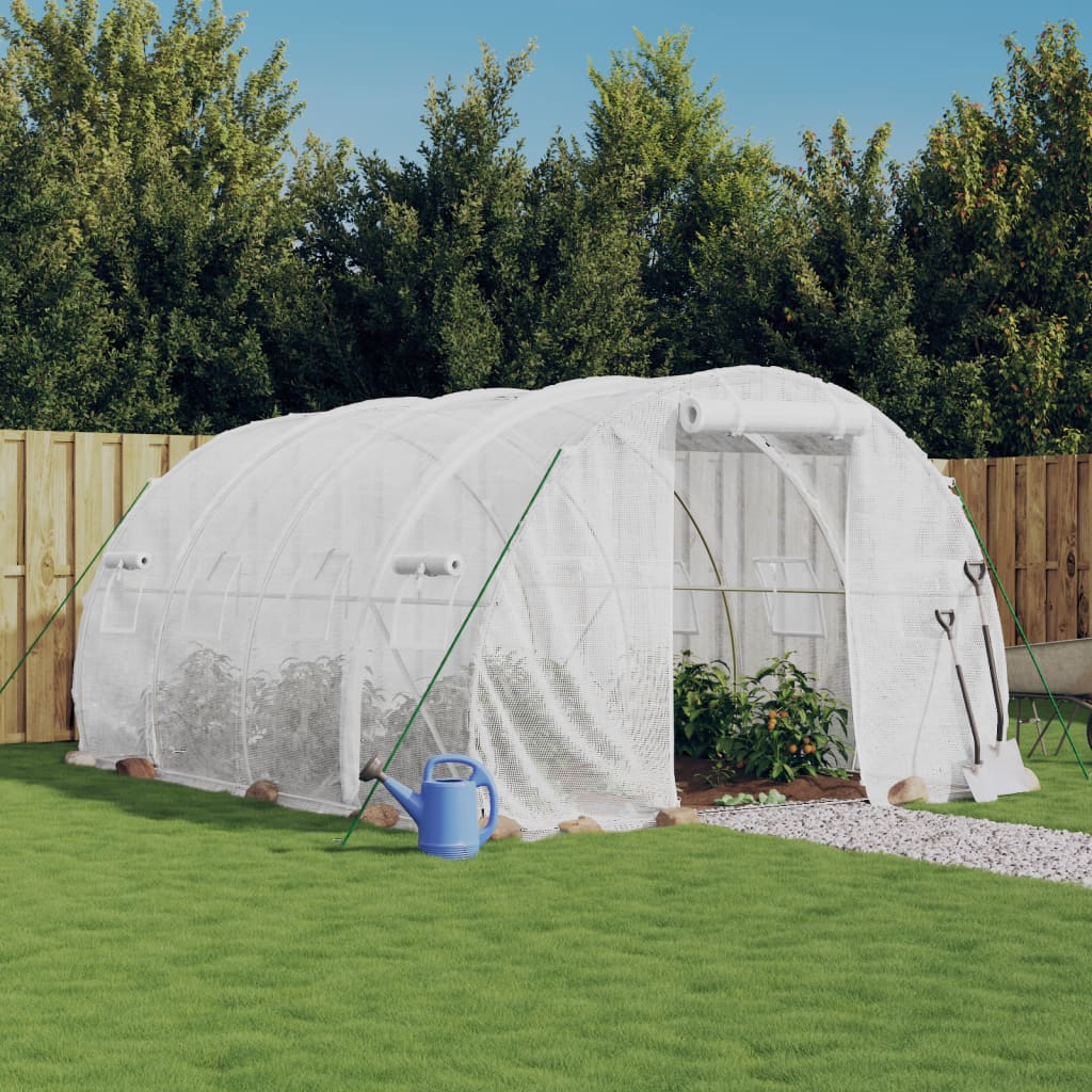 JUNG Vida Gewächshaus mit Stahlrahmen Weiß 12 m² 4x3x2 m