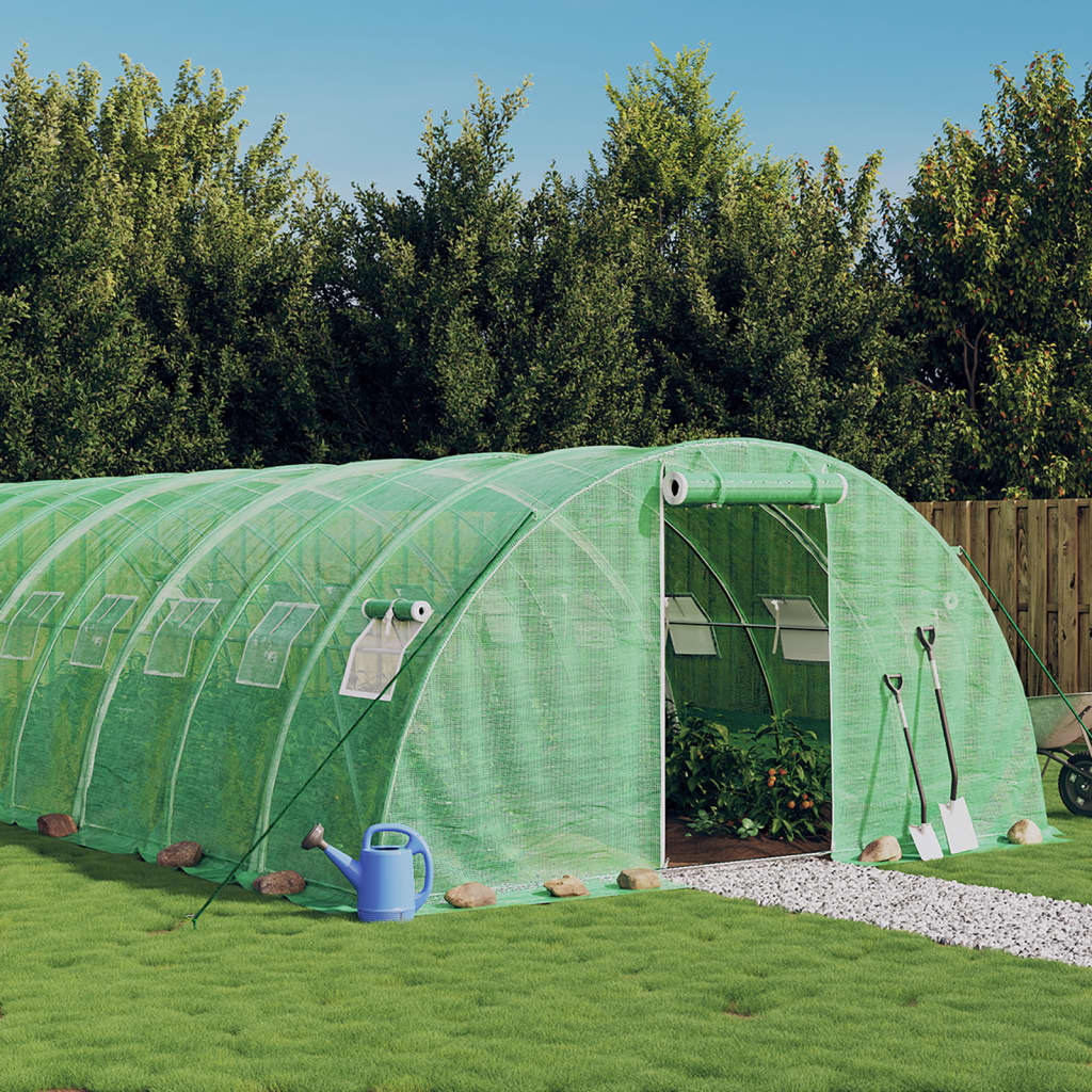 JUNG Vida Gewächshaus mit Stahlrahmen Grün 96 m² 24x4x2 m