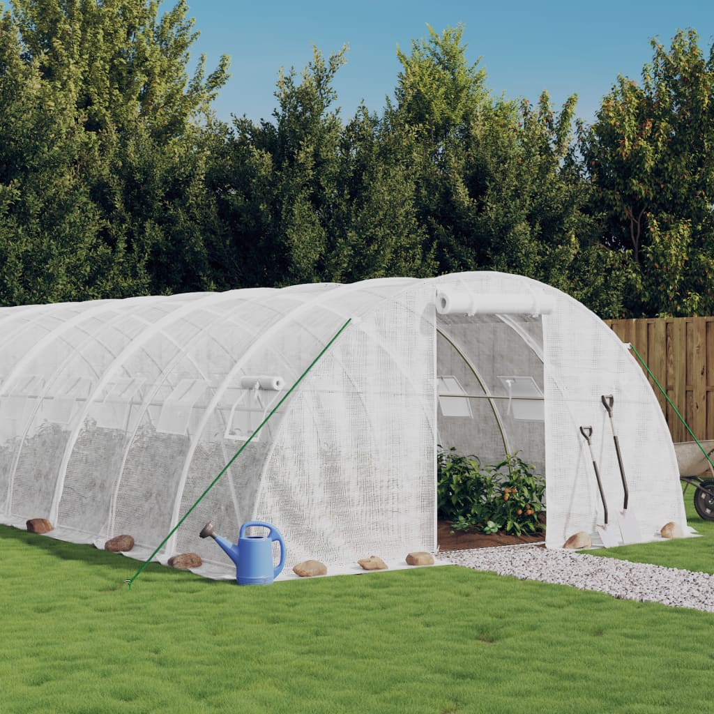 JUNG Vida Gewächshaus mit Stahlrahmen Weiß 24 m² 6x4x2 m