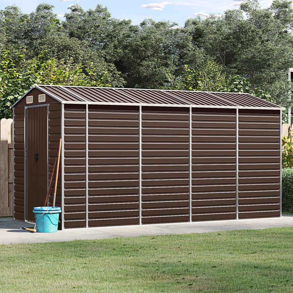 JUNG Vida Gartenhaus Braun 191x385x198 cm Verzinkter Stahl