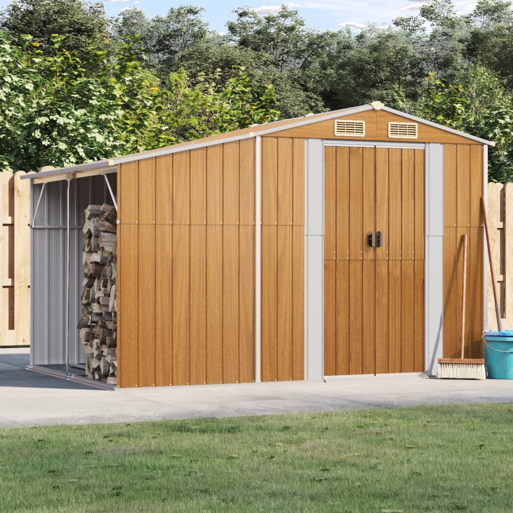 JUNG Vida Gerätehaus Hellbraun 277x192,5x179 cm Verzinkter Stahl