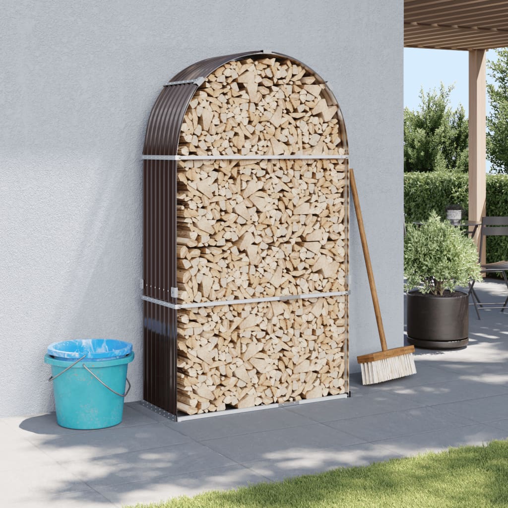 JUNG Vida Kaminholzunterstand Braun 120x45x210 cm Verzinkter Stahl