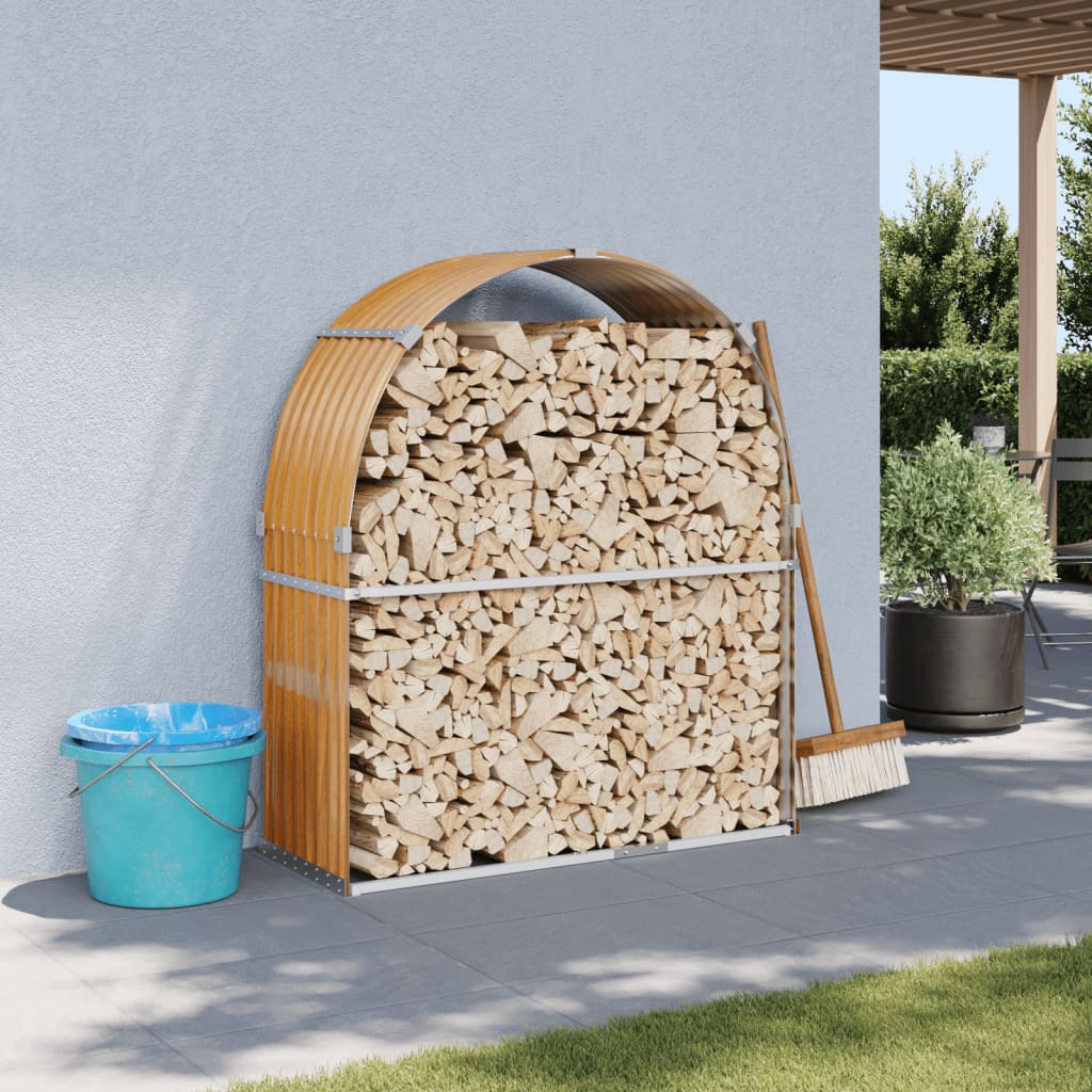 JUNG Vida Kaminholzunterstand Holzoptik 120x45x140 cm Verzinkter Stahl