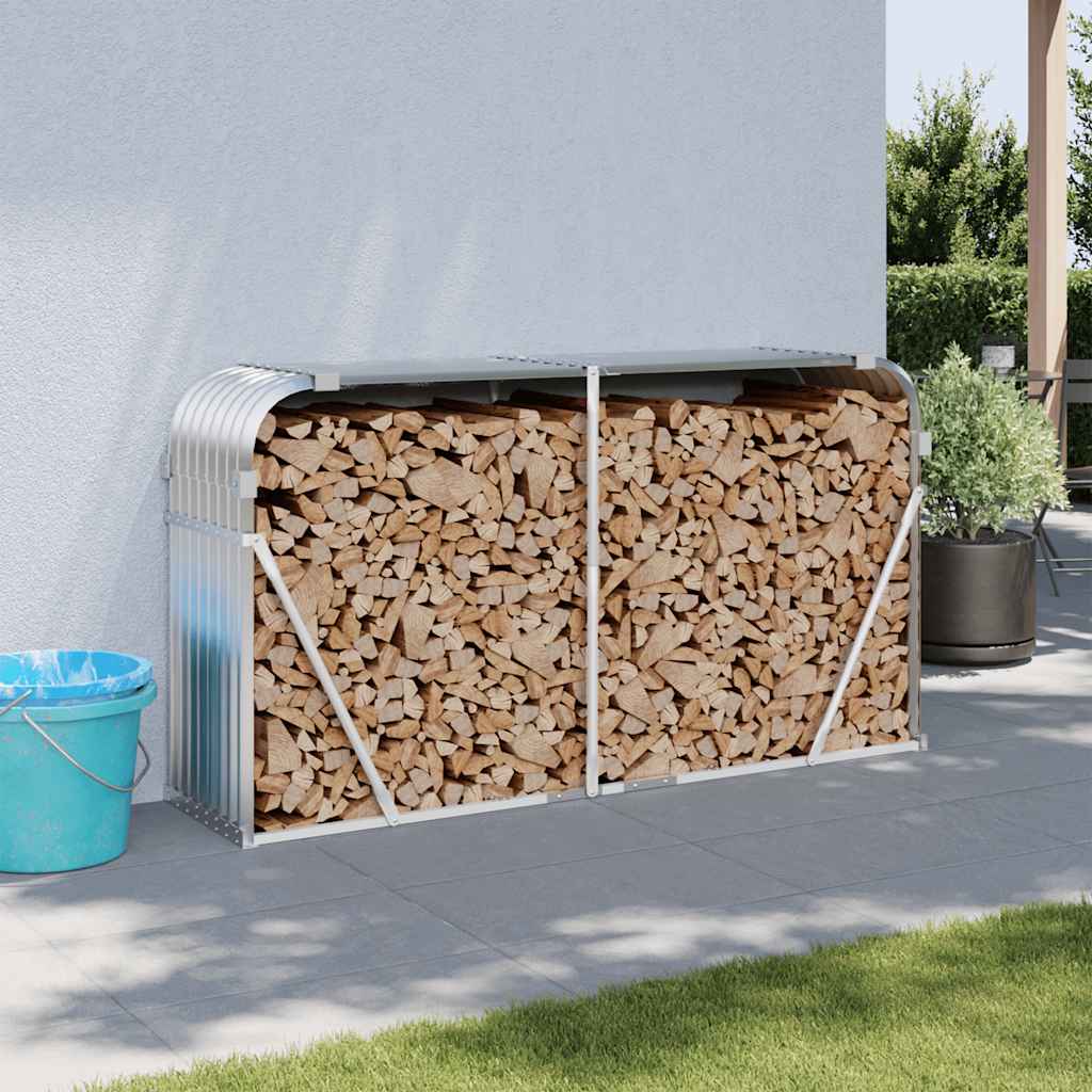 JUNG Vida Kaminholzunterstand Silbern 180x45x100 cm Verzinkter Stahl