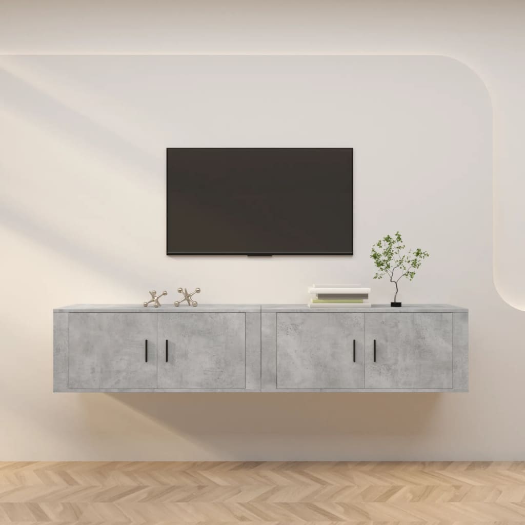 JUNG Vida TV-Wandschränke 2 Stk. Betongrau 100x34,5x40 cm