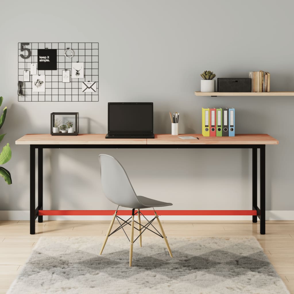JUNG Vida Werkbank 200x55x81,5 cm Massivholz Buche und Metall