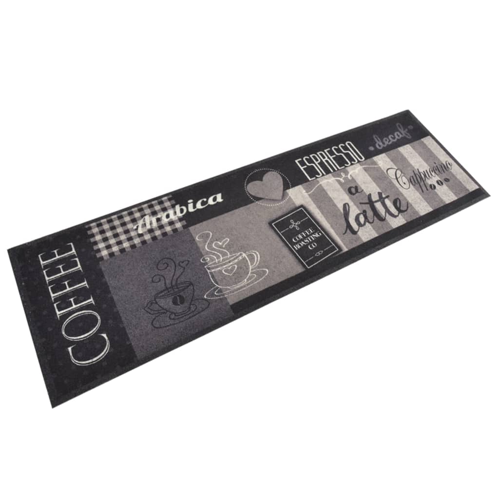 JUNG Vida Küchenteppich Waschbar Coffee Schwarz 60x180 cm Samt