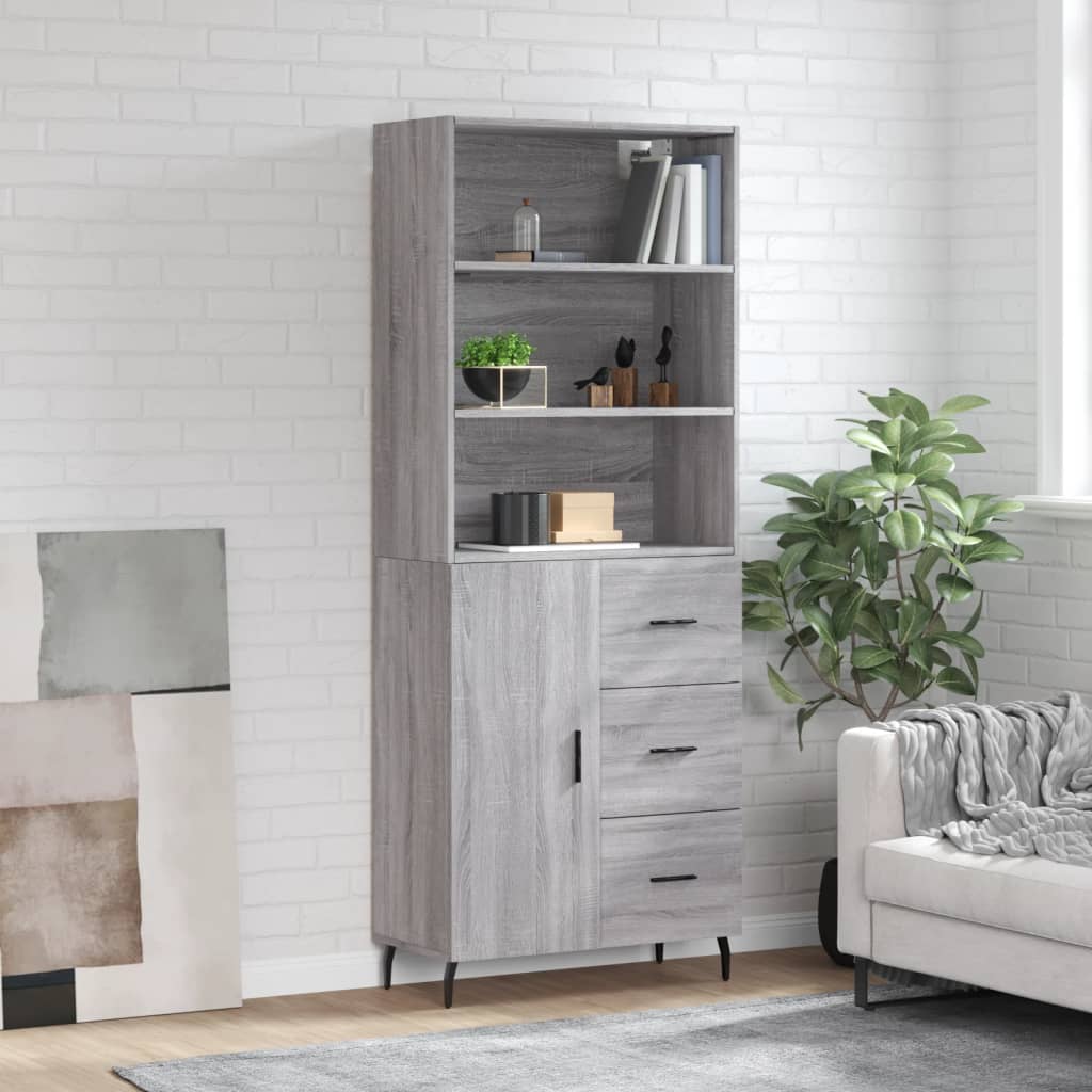 JUNG Vida Highboard Grau Sonoma 69,5x34x180 cm Holzwerkstoff