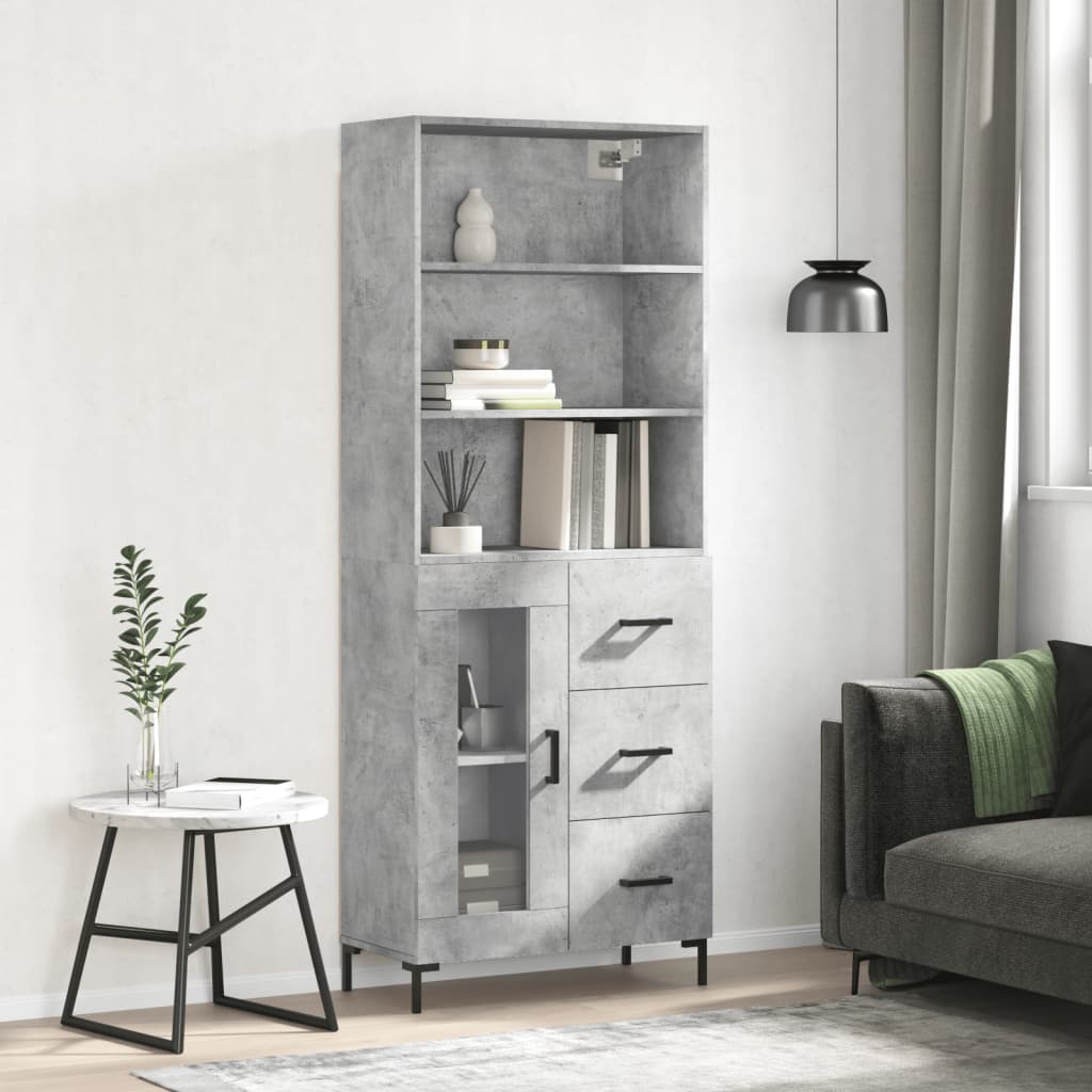 JUNG Vida Highboard Betongrau 69,5x34x180 cm Holzwerkstoff