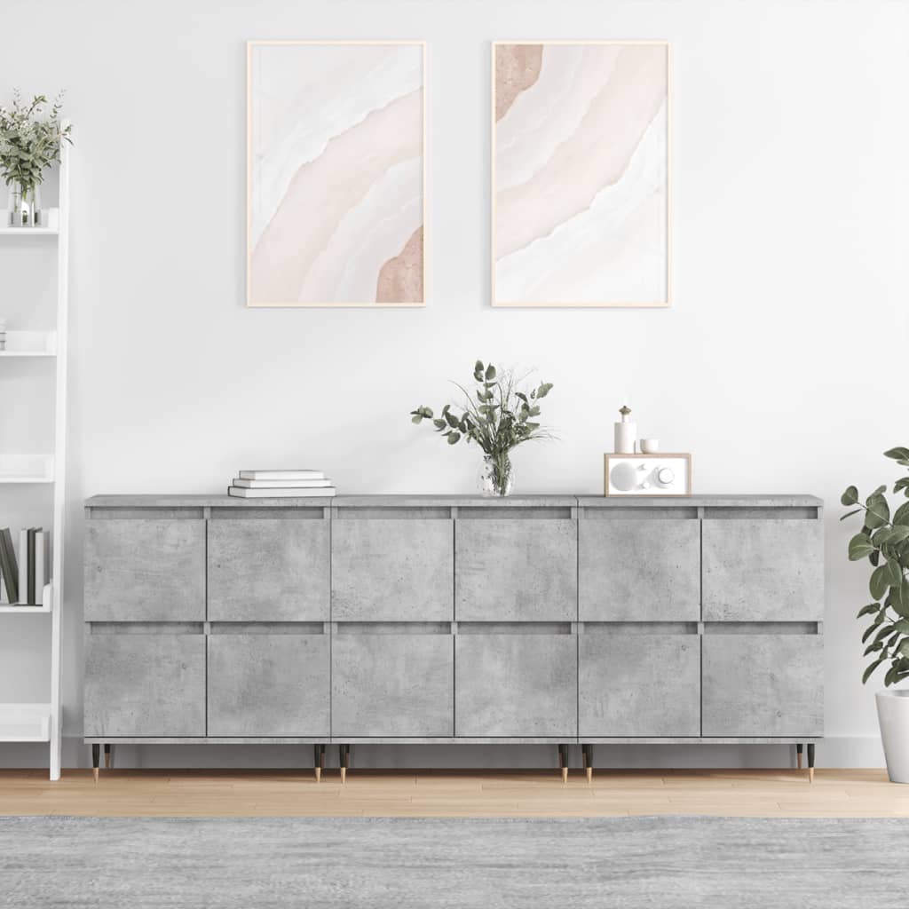 JUNG Vida Sideboards 3 Stk. Betongrau Holzwerkstoff