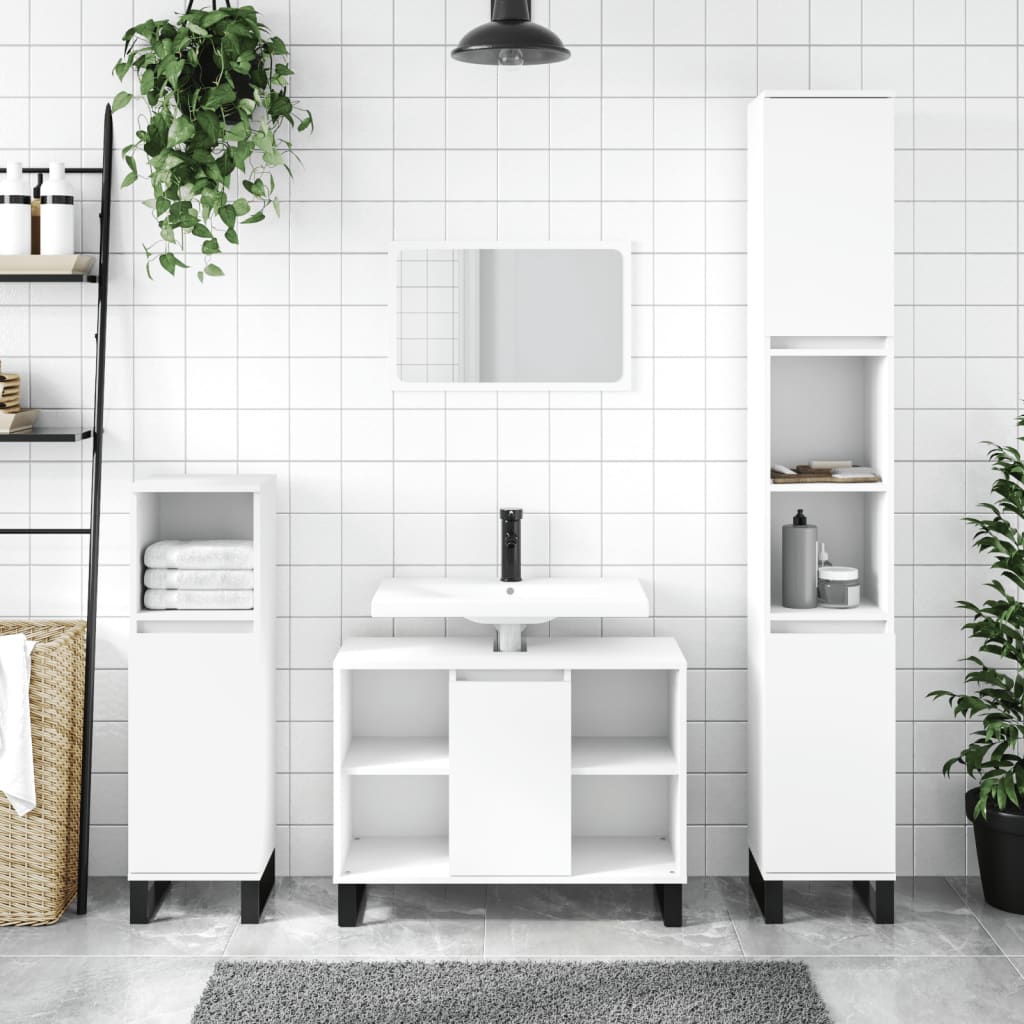 JUNG Vida 3-tlg. Badmöbel-Set Weiß Holzwerkstoff