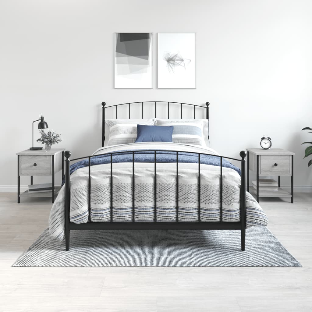 JUNG Vida Nachttische 2 Stk. Grau Sonoma 34x35,5x45 cm Holzwerkstoff
