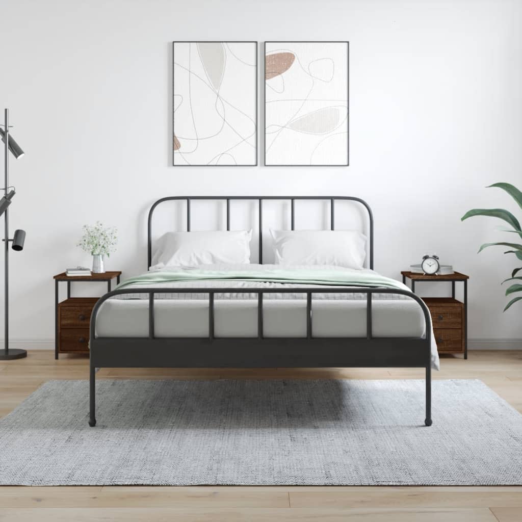 JUNG Vida Nachttische 2 Stk Braun Eichen-Optik 34x35,5x50cm Holzwerkstoff