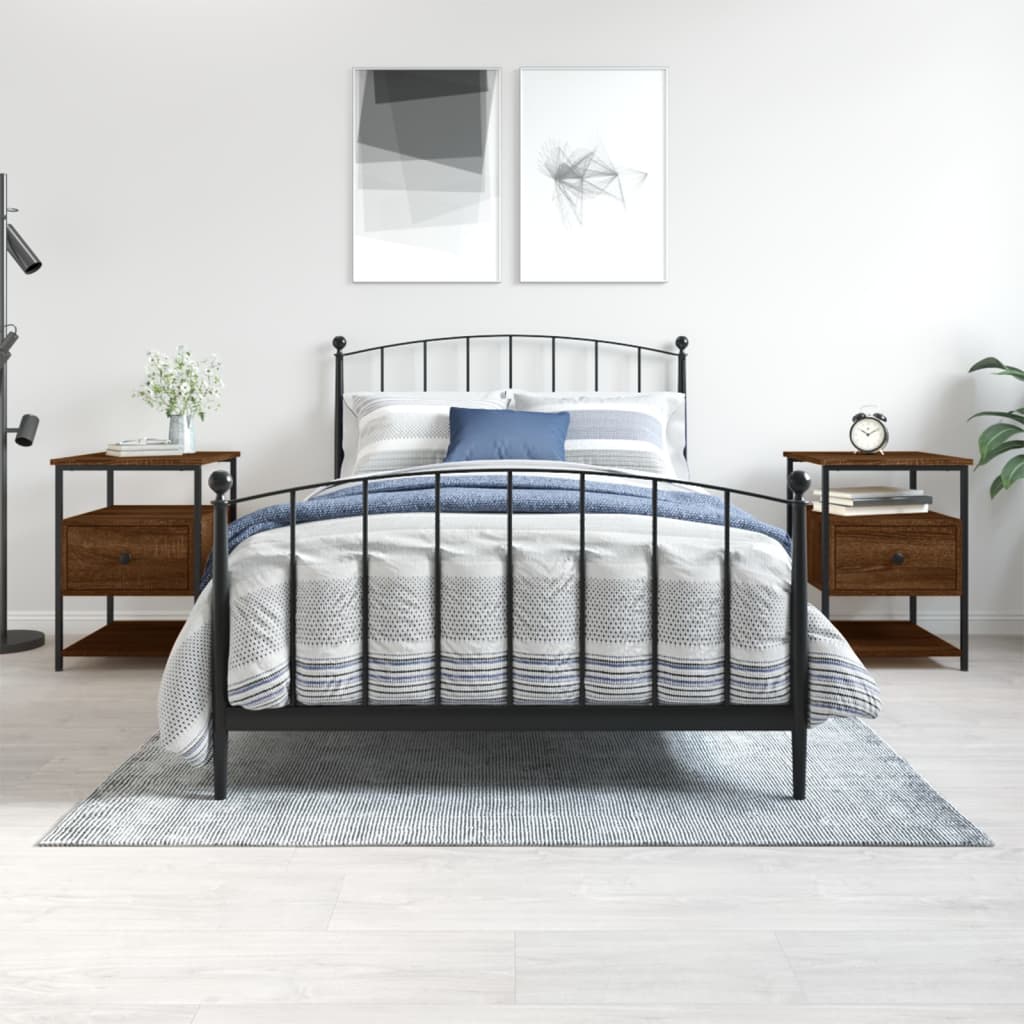 JUNG Vida Nachttische 2 Stk. Braun Eichen-Optik 40x42x56 cm Holzwerkstoff