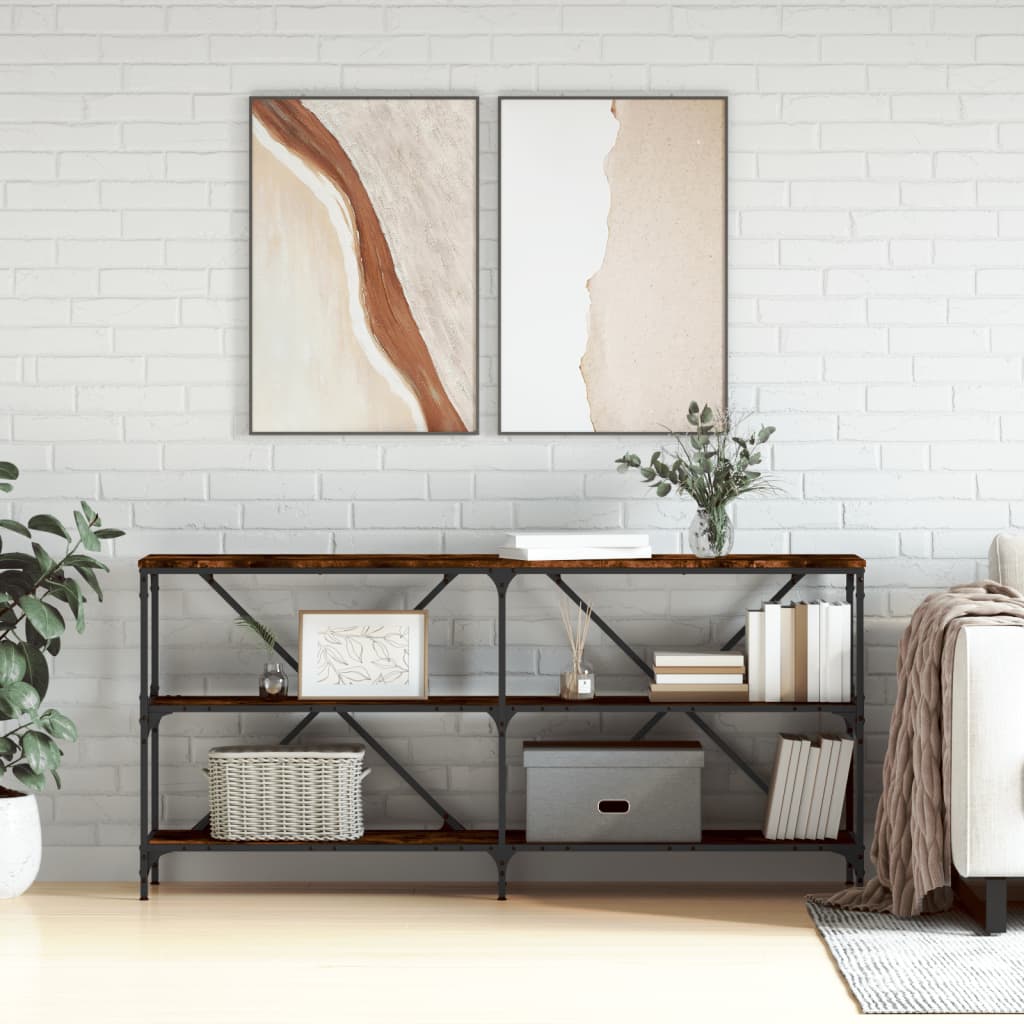 JUNG Vida Konsolentisch Räuchereiche 160x30x75 cm Holzwerkstoff und Eisen