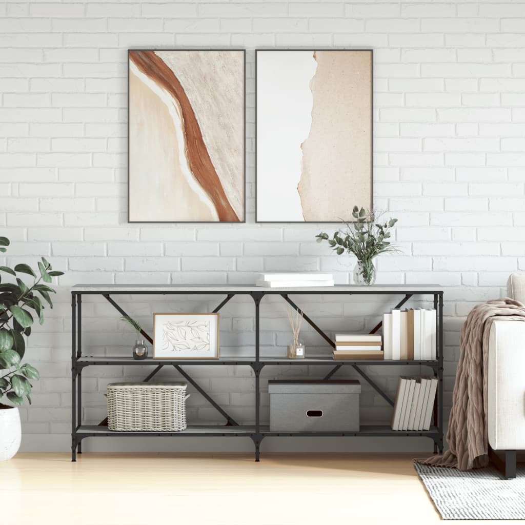 JUNG Vida Konsolentisch Grau Sonoma 160x30x75 cm Holzwerkstoff und Eisen