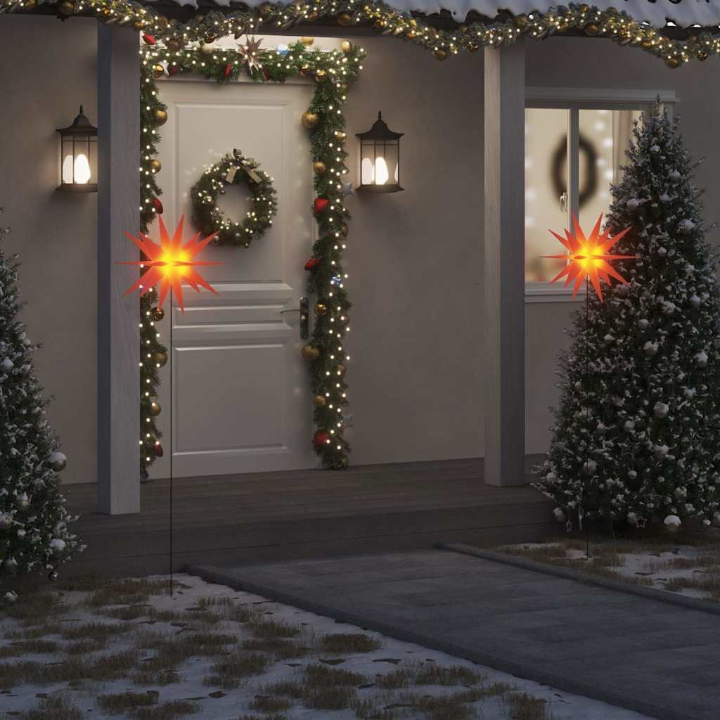 JUNG Vida LED-Weihnachtssterne 3 Stk. mit Erdspießen Faltbar Rot 57 cm