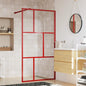 JUNG Vida Duschwand für Begehbare Dusche mit ESG Klarglas Rot 100x195 cm