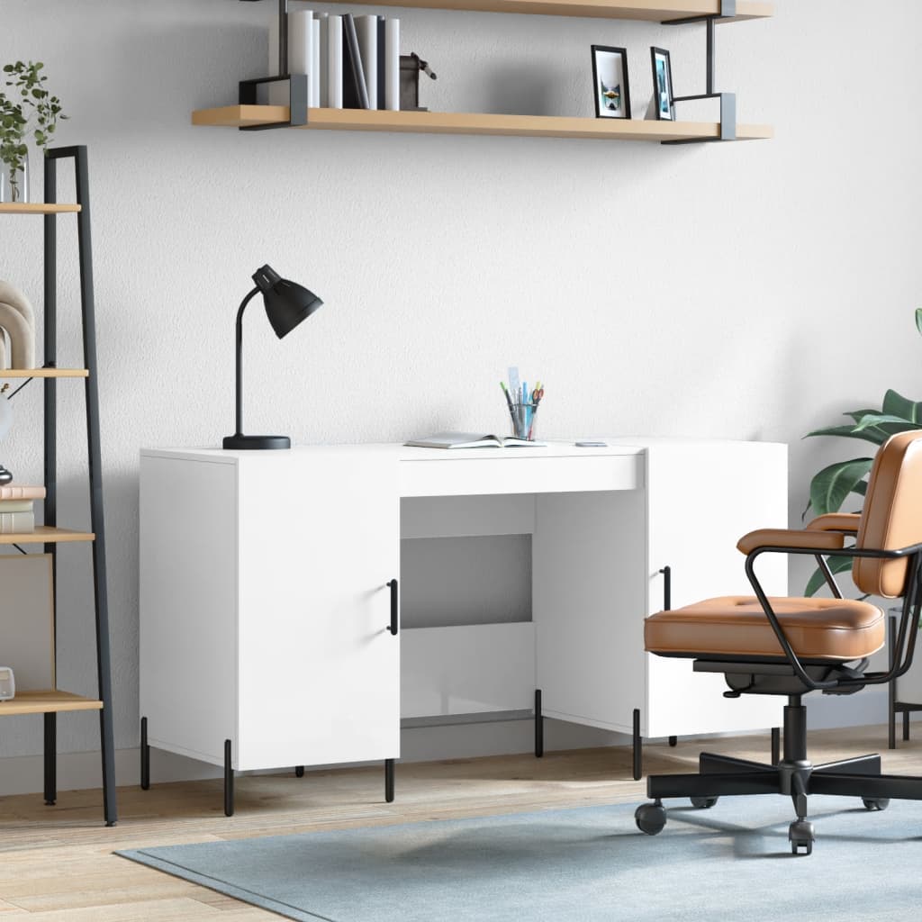 JUNG Vida Schreibtisch Hochglanz-Weiß 140x50x75 cm Holzwerkstoff