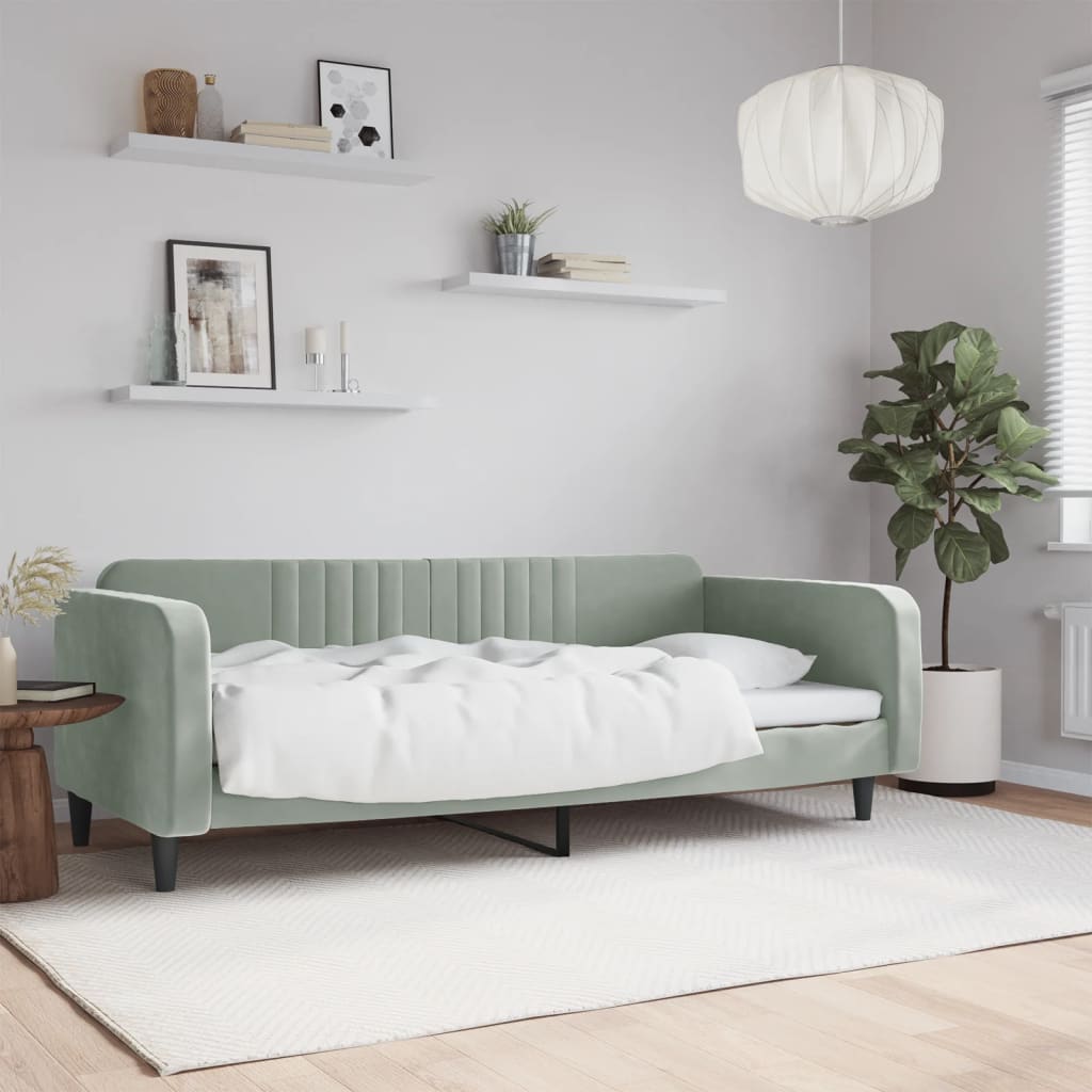 JUNG Vida Tagesbett Hellgrau 100x200 cm Samt