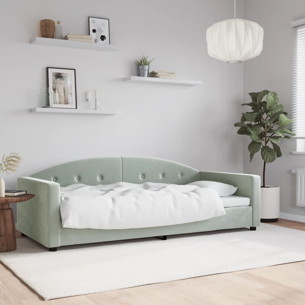 JUNG Vida Tagesbett Hellgrau 90x200 cm Samt