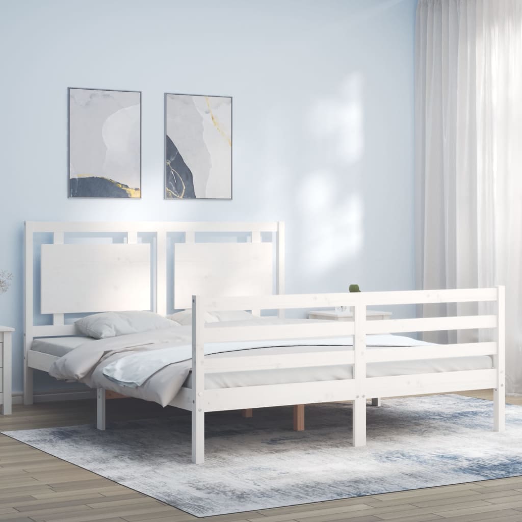 JUNG Vida Massivholzbett mit Kopfteil Weiß 160x200 cm