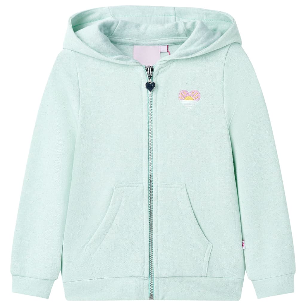JUNG Vida Kinder-Kapuzenpullover mit Reißverschluss Helles Minzgrün 104