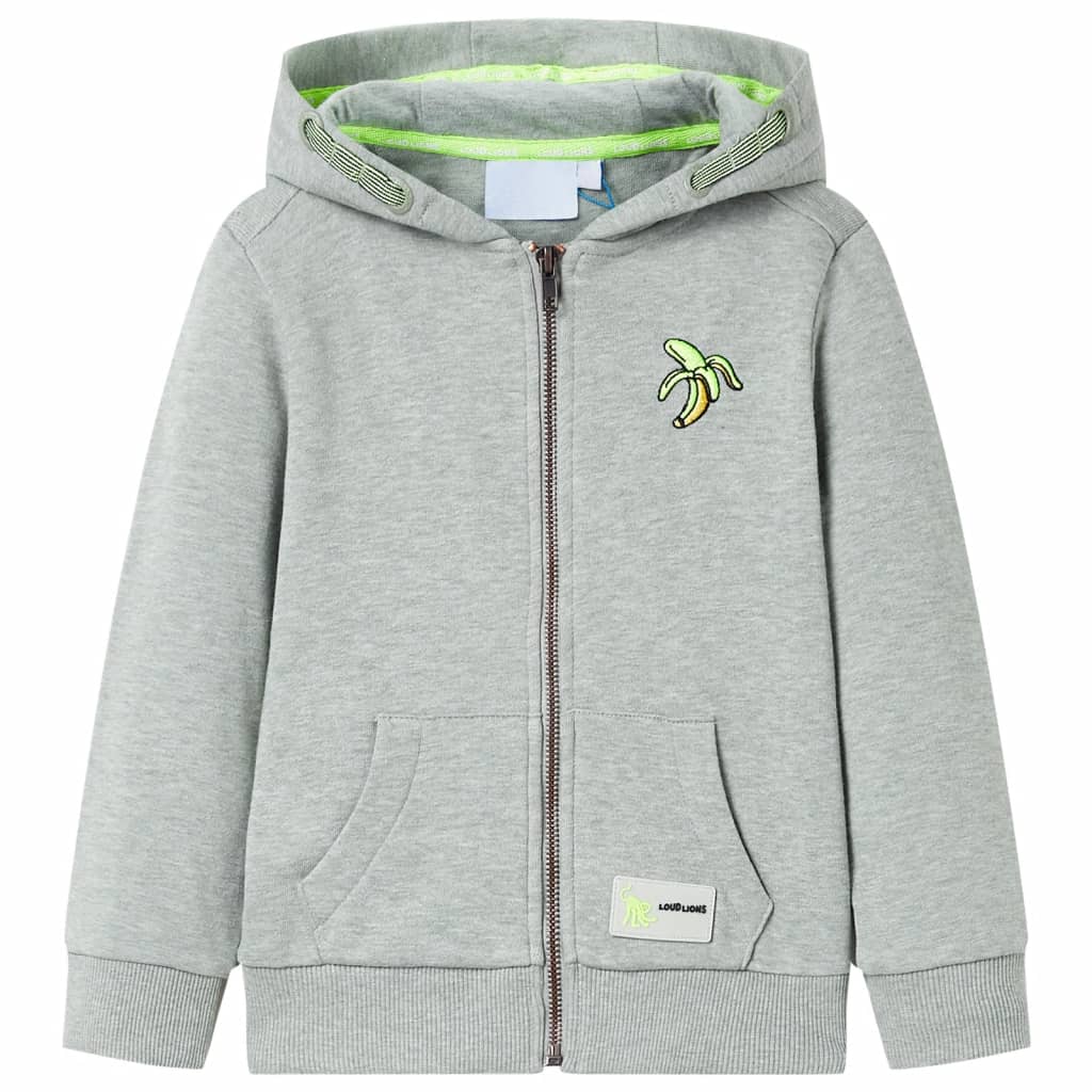 JUNG Vida Kinder-Kapuzenpullover mit Reißverschluss Helles Khaki Melange 128