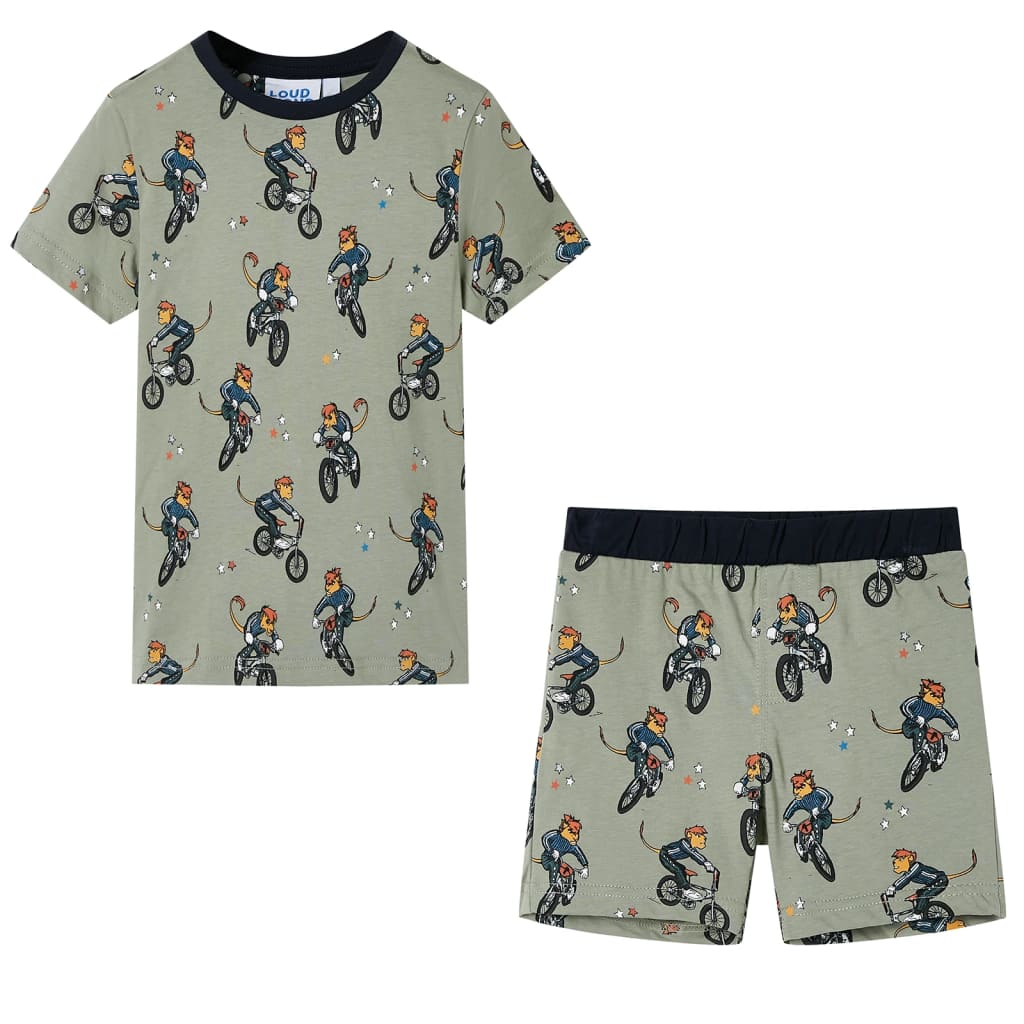 JUNG Vida Kinderpyjama mit Kurzen Ärmeln Hellkhaki 140