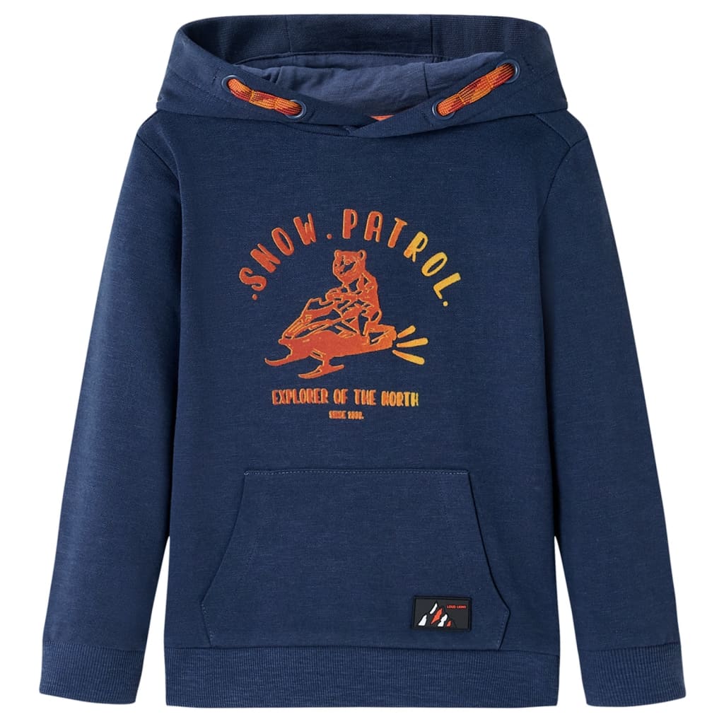 JUNG Vida Kinder-Kapuzenpullover Marineblau Melange und Orange 92