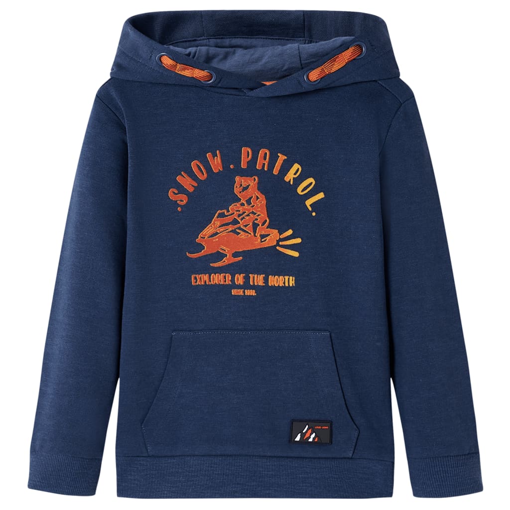 JUNG Vida Kinder-Kapuzenpullover Marineblau Melange und Orange 128