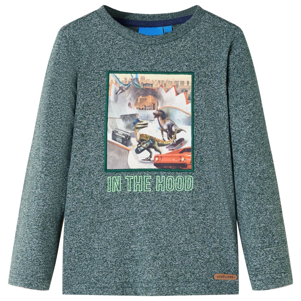 JUNG Vida Kinder-Langarmshirt Dunkelgrün Melange 116